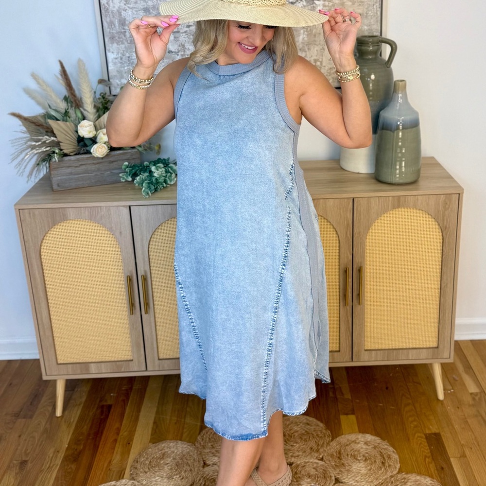 Doe & Rae Light Blue Midi Dress